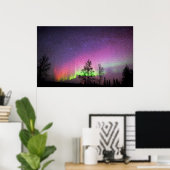 Alaska Northern Lights Sky Night Crackle Art Poster (Thuiskantoor)