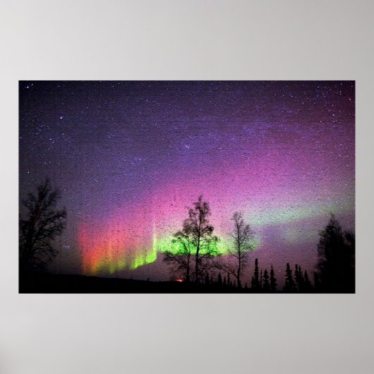 Alaska Northern Lights Sky Night Crackle Art Poster (Voorkant)