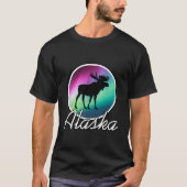 Alaska Northern Lights T-shirt Alaskan Moose Auror (Voorkant)