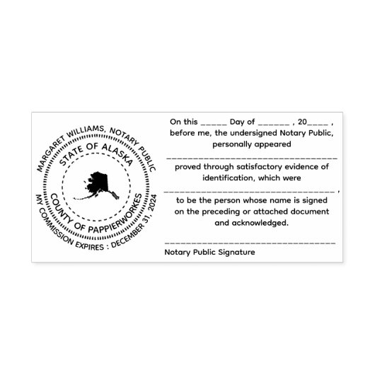 Alaska Notaris publieke erkenningsstempel Zelfinktende Stempel (Design)