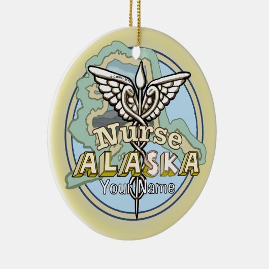 Alaska Nurse Caduceus Keramisch Ornament (Rechts)