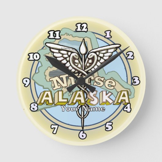 Alaska Nurse Caduceus Ronde Klok (Voorkant)