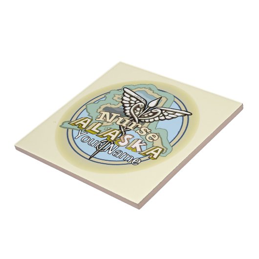 Alaska Nurse Caduceus Tegeltje (Zijkant)
