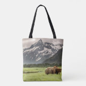 Alaska oevers, grizzly beer tote bag (Achterkant)