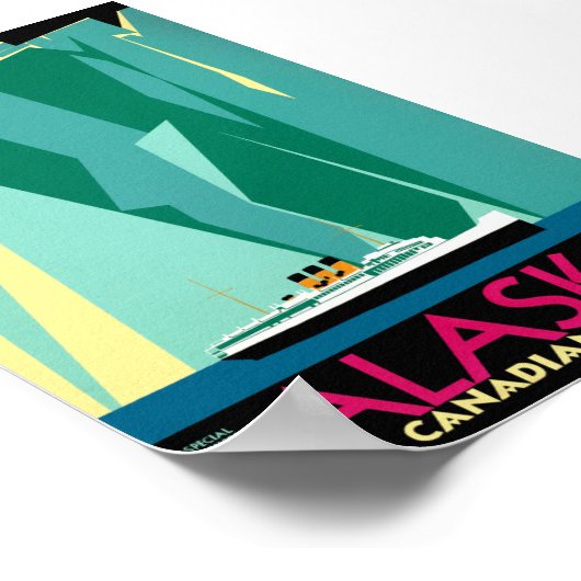 Alaska Oude Reisposter Gerestaureerd Poster (Hoek)