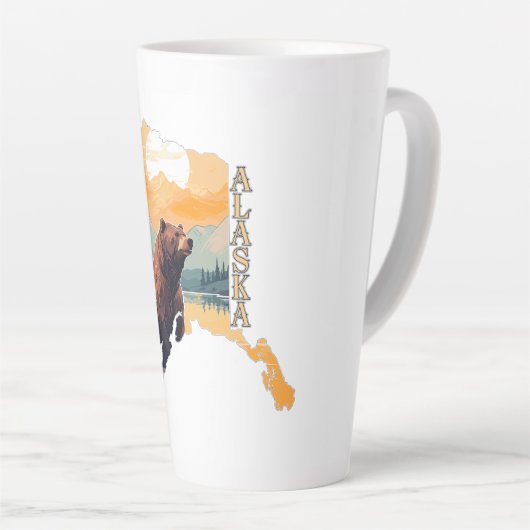 Alaska Outline Beer en bergen Latte Mok (Rechterhoek)