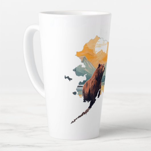 Alaska Outline Beer en bergen Latte Mok (Linkerhoek)