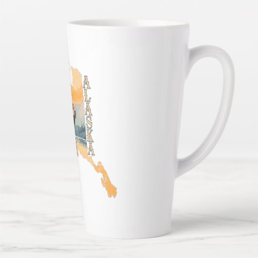 Alaska Outline Beer en bergen Latte Mok (Rechts)