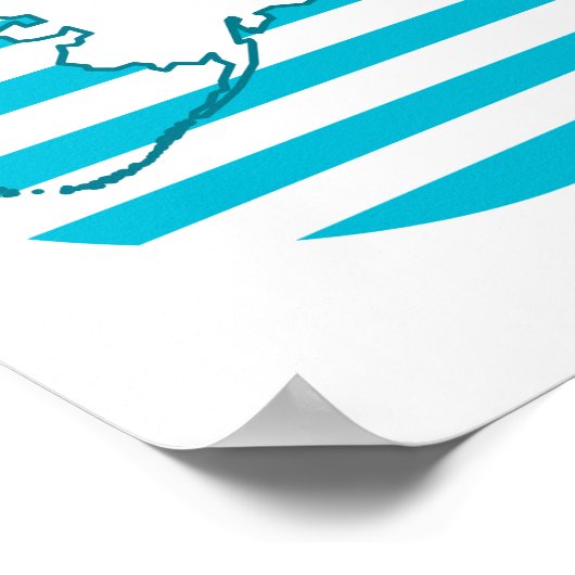 Alaska Outline Retro Circle Blauw Poster (Hoek)