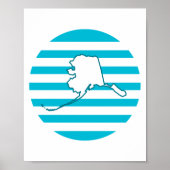 Alaska Outline Retro Circle Blauw Poster (Voorkant)