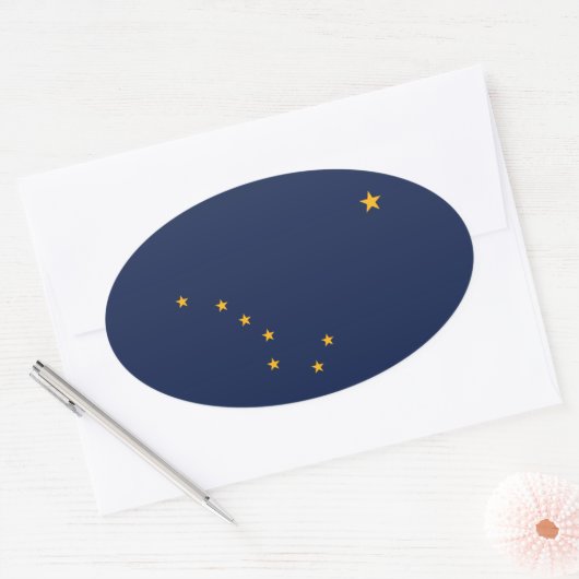 Alaska Oval Flag Sticker (Envelop)