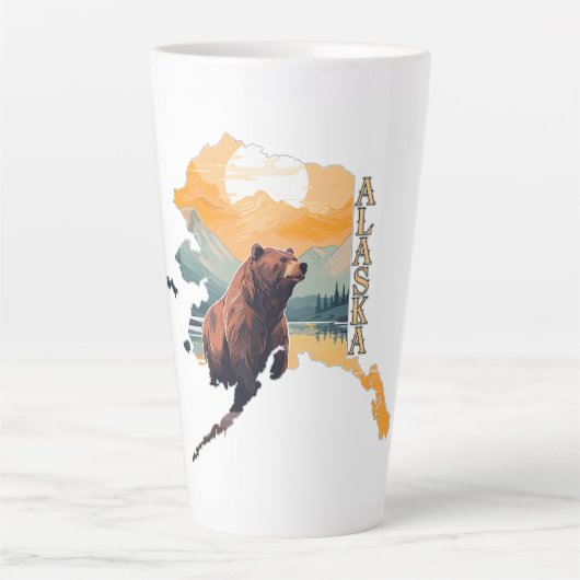 Alaska Overzicht Beer en Bergen Latte Mok (Voorkant)