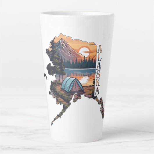 Alaska Overzicht Kamperen Latte Mok (Voorkant)