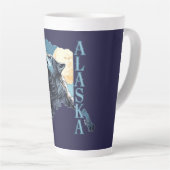 Alaska Overzicht Wolf en Maan Latte Mok (Rechterhoek)