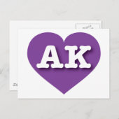 Alaska Paars Heart - Ik hou van AK Briefkaart (Voorkant / Achterkant)