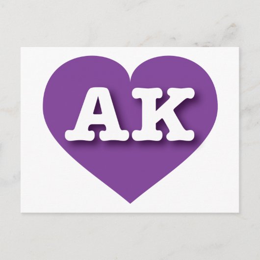 Alaska Paars Heart - Ik hou van AK Briefkaart (Voorkant)