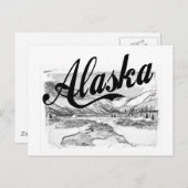 Alaska Pencil Sketch Briefkaart (Voorkant / Achterkant)