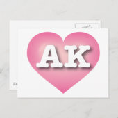 Alaska Pink Fade Heart - Ik hou van AK Briefkaart (Voorkant / Achterkant)