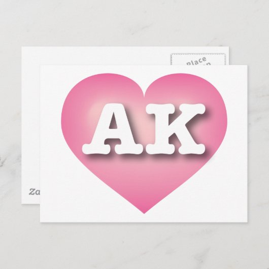 Alaska Pink Fade Heart - Ik hou van AK Briefkaart (Voorkant / Achterkant)
