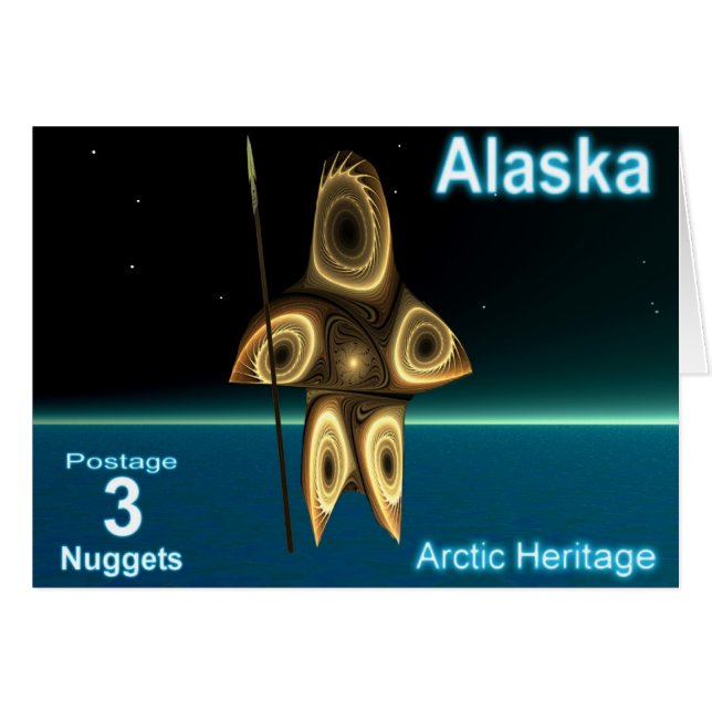 Alaska Postage - Fractal Inuit Hunter (Voorkant Horizontaal)