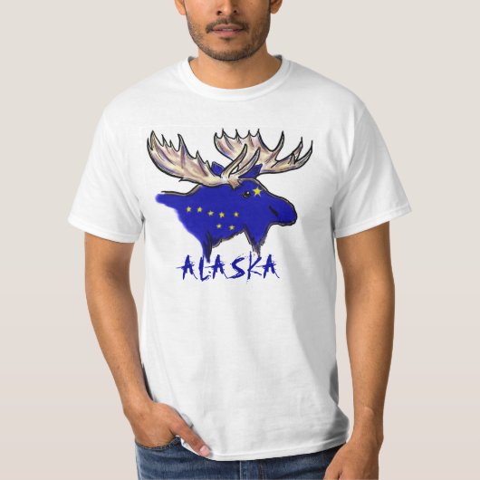 Alaska Pride Elk State Flag Aanpasbare waarde t-sh T-shirt (Voorkant)