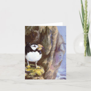 Alaska Puffin Oil Painting Ontworpen als gevouwen  Kaart