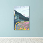 Alaska Railroad Scene - Grandview, Alaska Canvas Afdruk (Insitu (Houten vloer))