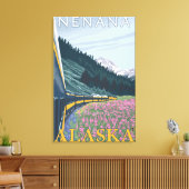 Alaska Railroad Scene - Nenana, Alaska Canvas Afdruk (Insitu (Woonkamer))