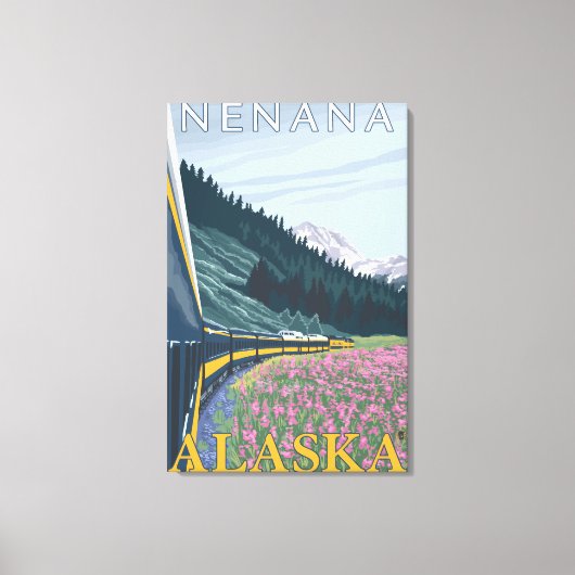 Alaska Railroad Scene - Nenana, Alaska Canvas Afdruk (Voorkant)