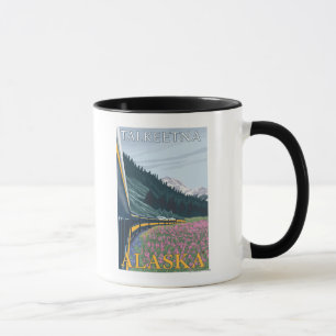 Alaska Railroad Scene - Talkeetna, Alaska Mok