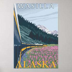 Alaska Railroad Scene - Wasilla, Alaska Poster