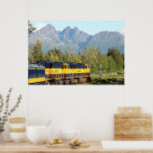 Alaska Railroad train & mountains Poster (Keuken)