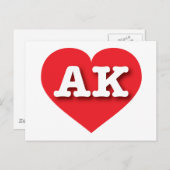 Alaska Red Heart - Ik hou van AK Briefkaart (Voorkant / Achterkant)