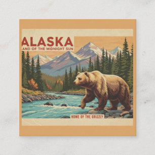 Alaska Reis Grizzlybeer Landschap Vierkante Visitekaartje