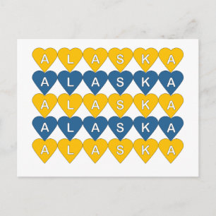Alaska Reis Hartjes in Goud en Blauw Briefkaart