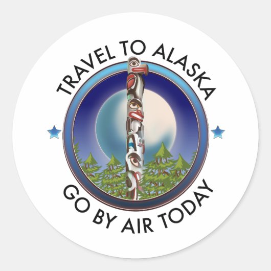 Alaska reizen logo ronde sticker (Voorkant)