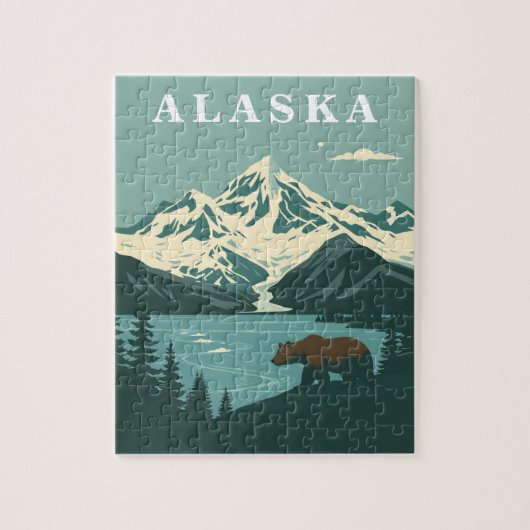 Alaska Retro Reis Grizzlybeer Legpuzzel (Verticaal)