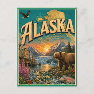 Alaska Retro Reis Souvenir Prentbriefkaart Briefkaart