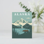 Alaska Retro Travel Grizzly Bear Briefkaart (Staand voorkant)