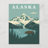 Alaska Retro Travel Grizzly Bear Briefkaart (Voorkant)