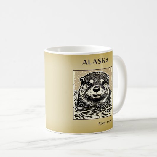 Alaska River Otter Portret Koffie Mok-Tan Koffiemok (Voorkant rechts)