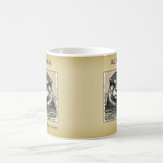 Alaska River Otter Portret Koffie Mok-Tan Koffiemok (Center)