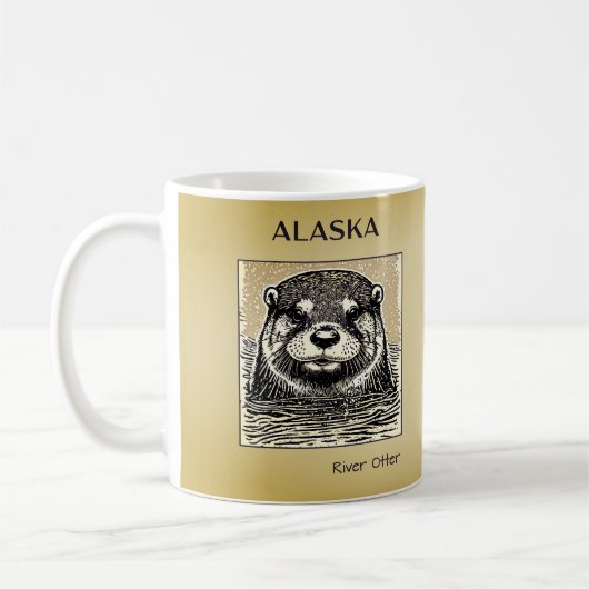 Alaska River Otter Portret Koffie Mok-Tan Koffiemok (Links)