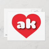 Alaska rood hart - Ik hou van ak Briefkaart (Voorkant / Achterkant)