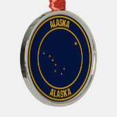 Alaska Round Emblem Metalen Ornament (Rechts)