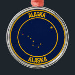 Alaska Round Emblem Metalen Ornament<br><div class="desc">Alaska Round Emblem</div>