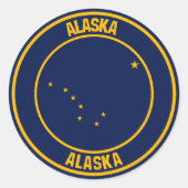 Alaska Round Emblem Ronde Sticker (Voorkant)
