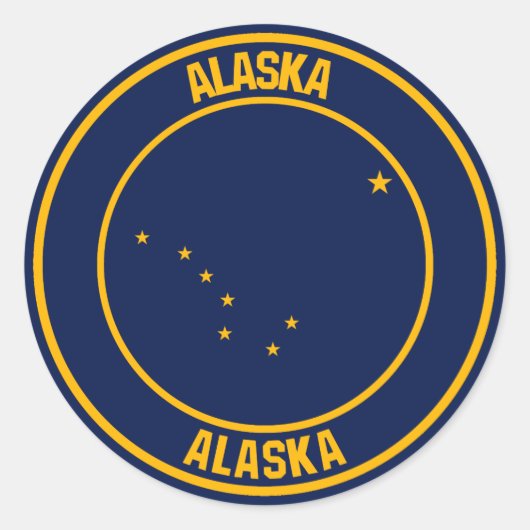 Alaska Round Emblem Ronde Sticker (Voorkant)