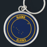 Alaska Round Emblem Sleutelhanger<br><div class="desc">Alaska Round Emblem</div>