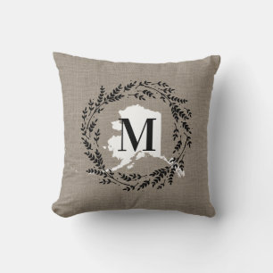 Alaska Rustic Wreath Monogram Sierkussen
